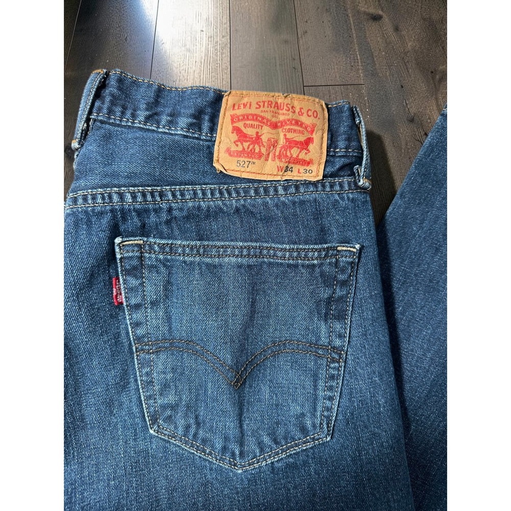 Levis 527 Slim Bootcut Jeans Mens 34x30 Medium Wash Blue Denim Western - Picture 4 of 8